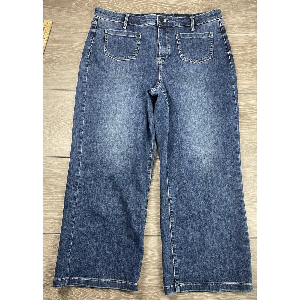 NYDJ Women's Wide Leg Cool Embrace High Rise Denim Jeans Blue Size 14 - Picture 3 of 10